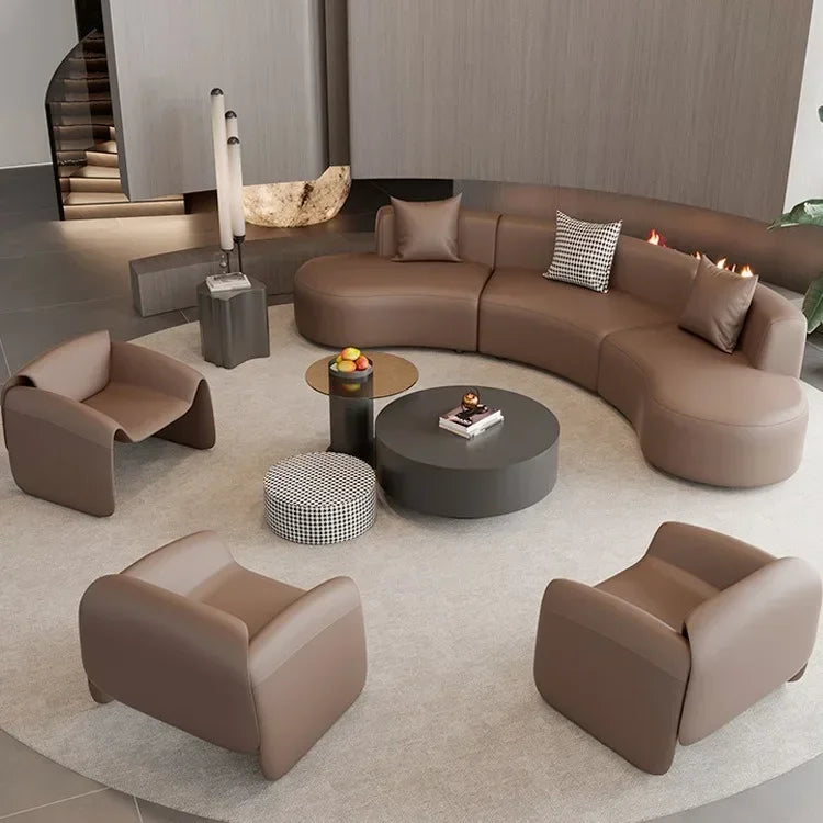 #Modern Nordic Simple Italian Leather Sofa Suitable for Large Family Fabric for Modern Living Room Luxury