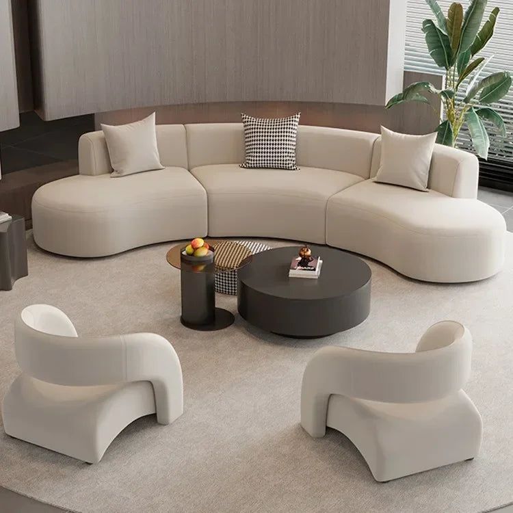 #Modern Nordic Simple Italian Leather Sofa Suitable for Large Family Fabric for Modern Living Room Luxury