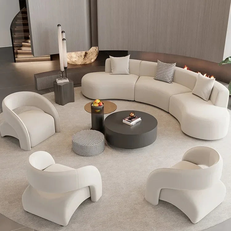 #Modern Nordic Simple Italian Leather Sofa Suitable for Large Family Fabric for Modern Living Room Luxury