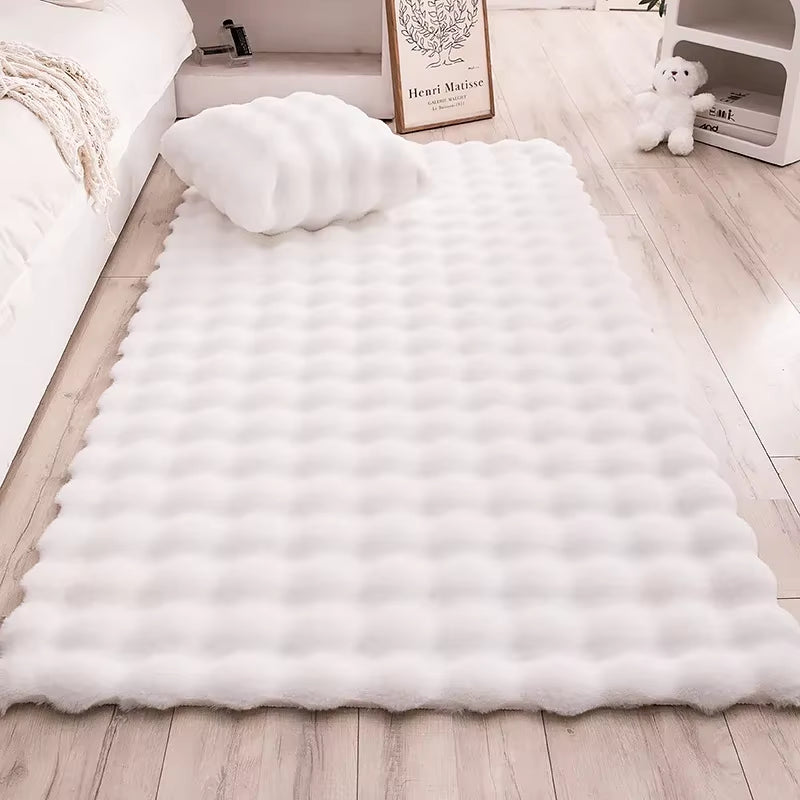 Nordic Soft Fluffy Faux Fur Living Room Area Rug No-Shedding Plush Rugs for Bedroom Sofa Cushion Bedside Floor Mat Room Decor