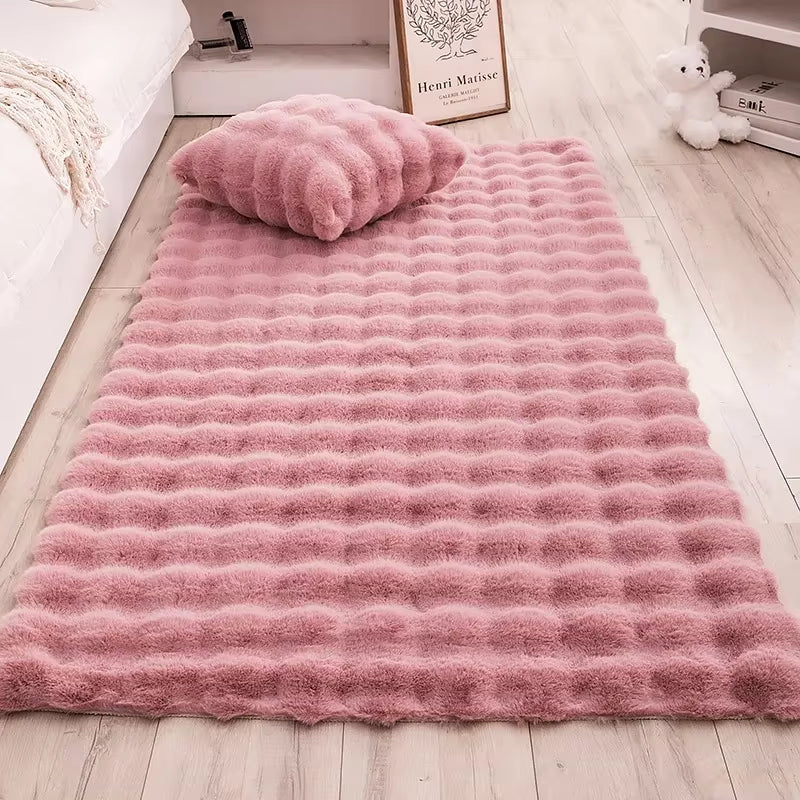 Nordic Soft Fluffy Faux Fur Living Room Area Rug No-Shedding Plush Rugs for Bedroom Sofa Cushion Bedside Floor Mat Room Decor