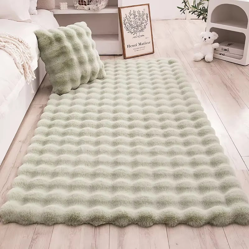 Nordic Soft Fluffy Faux Fur Living Room Area Rug No-Shedding Plush Rugs for Bedroom Sofa Cushion Bedside Floor Mat Room Decor