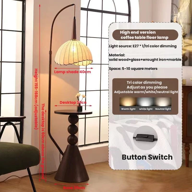 Living Room Floor Lamp French Antique Style Wabi Sabi Style Explosive Fire New Chinese Retro Bedside Lamp Shelf Light 2024 New