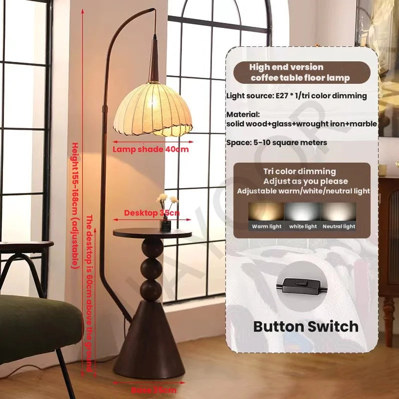Living Room Floor Lamp French Antique Style Wabi Sabi Style Explosive Fire New Chinese Retro Bedside Lamp Shelf Light 2024 New