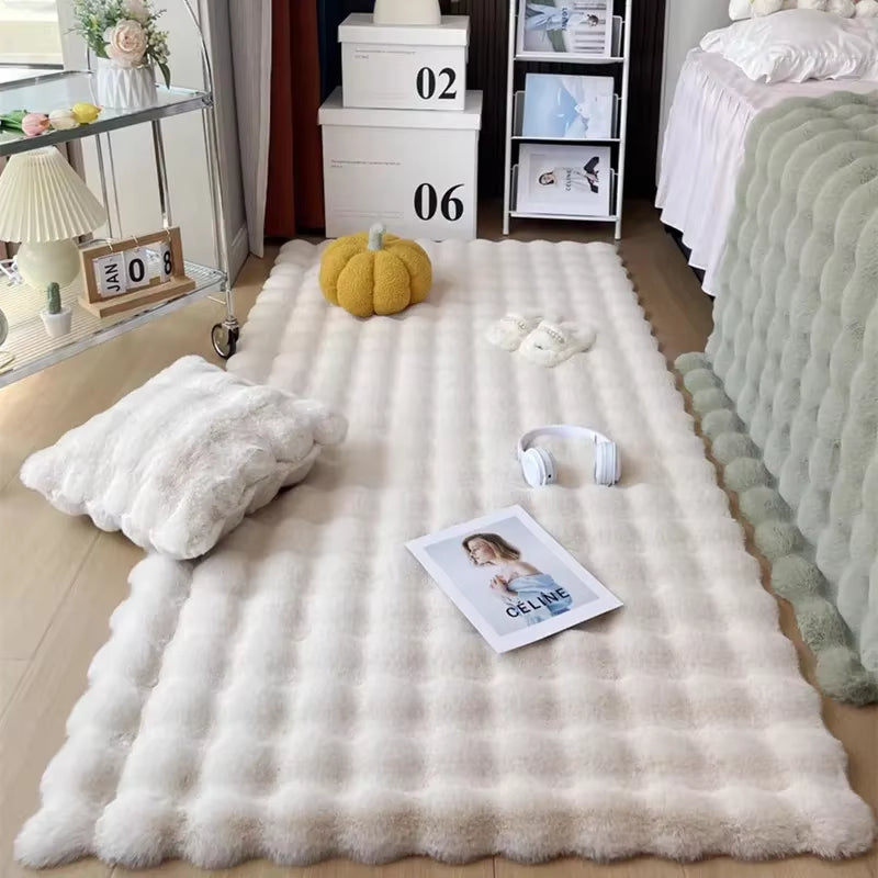 Nordic Soft Fluffy Faux Fur Living Room Area Rug No-Shedding Plush Rugs for Bedroom Sofa Cushion Bedside Floor Mat Room Decor
