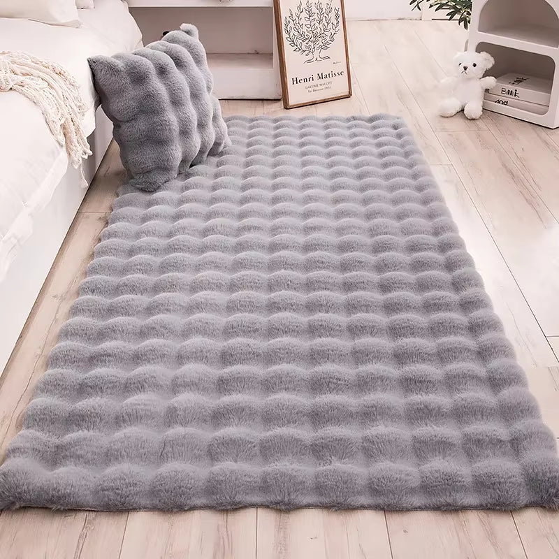 Nordic Soft Fluffy Faux Fur Living Room Area Rug No-Shedding Plush Rugs for Bedroom Sofa Cushion Bedside Floor Mat Room Decor